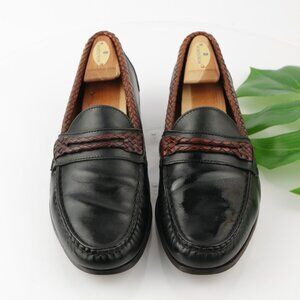 Allen Edmonds Mens Newcomb Loafer Size 10 D Black Braid Strap Slip On Dress Shoe